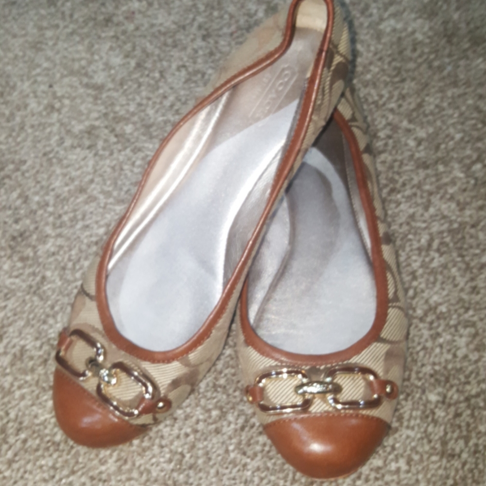 COACH Brown Signature Flats